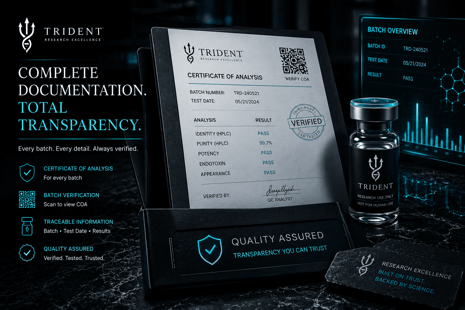 Trident complete documentation and certificate of analysis visual